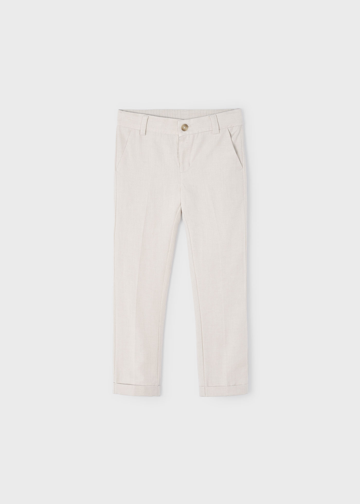Calças chino de linho para meninos, cor azul marinho.
