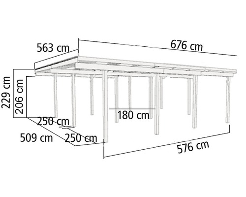 Dubbele carport Karibu Eco 3 met geïntegreerde berging, 11 m², 527 x 576 cm, drukgeïmpregneerd