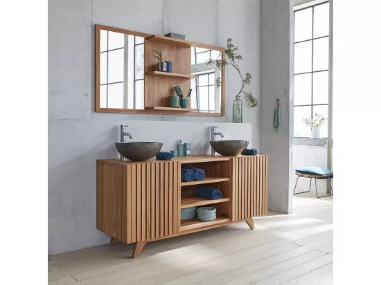 Meuble de salle de bain en teck massif 160 cm