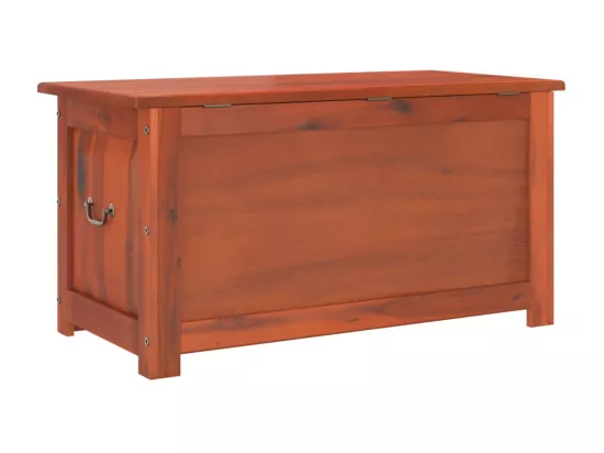 Coffre de rangement avec couvercle marron bois massif d'acacia