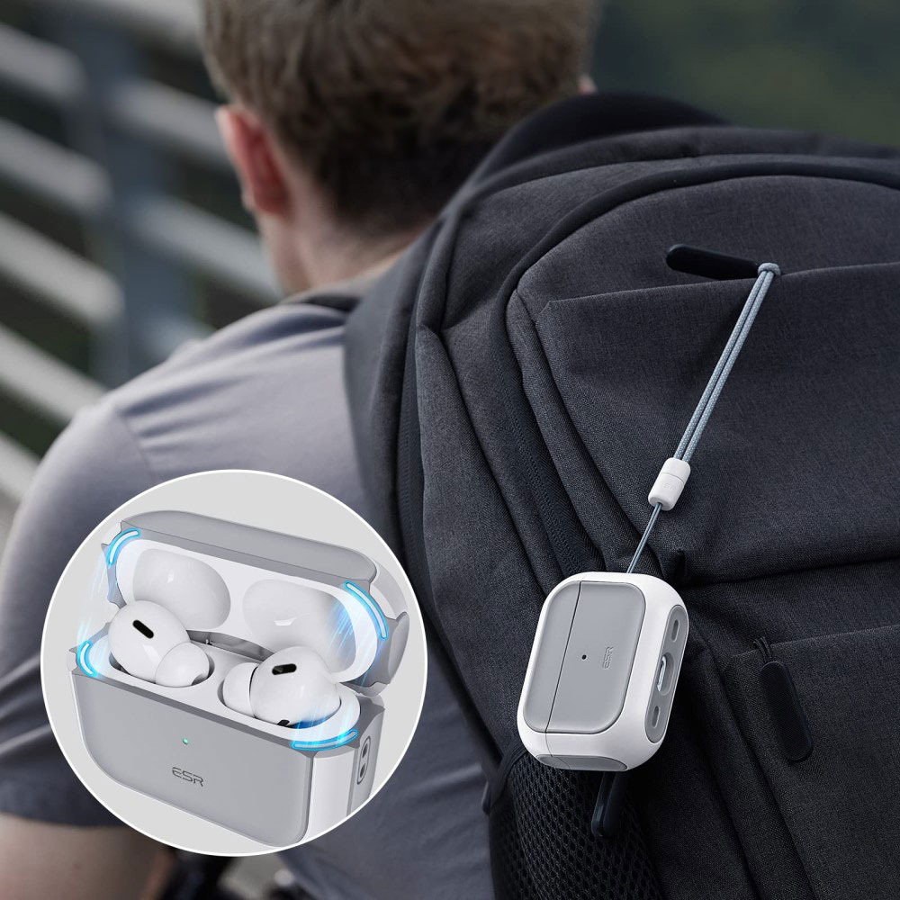 AirPods Pro 2 / AirPods Pro Orbit Hybrid Series MagSafe Hybrid Hülle mit Handschlaufe - Grau / Weiss