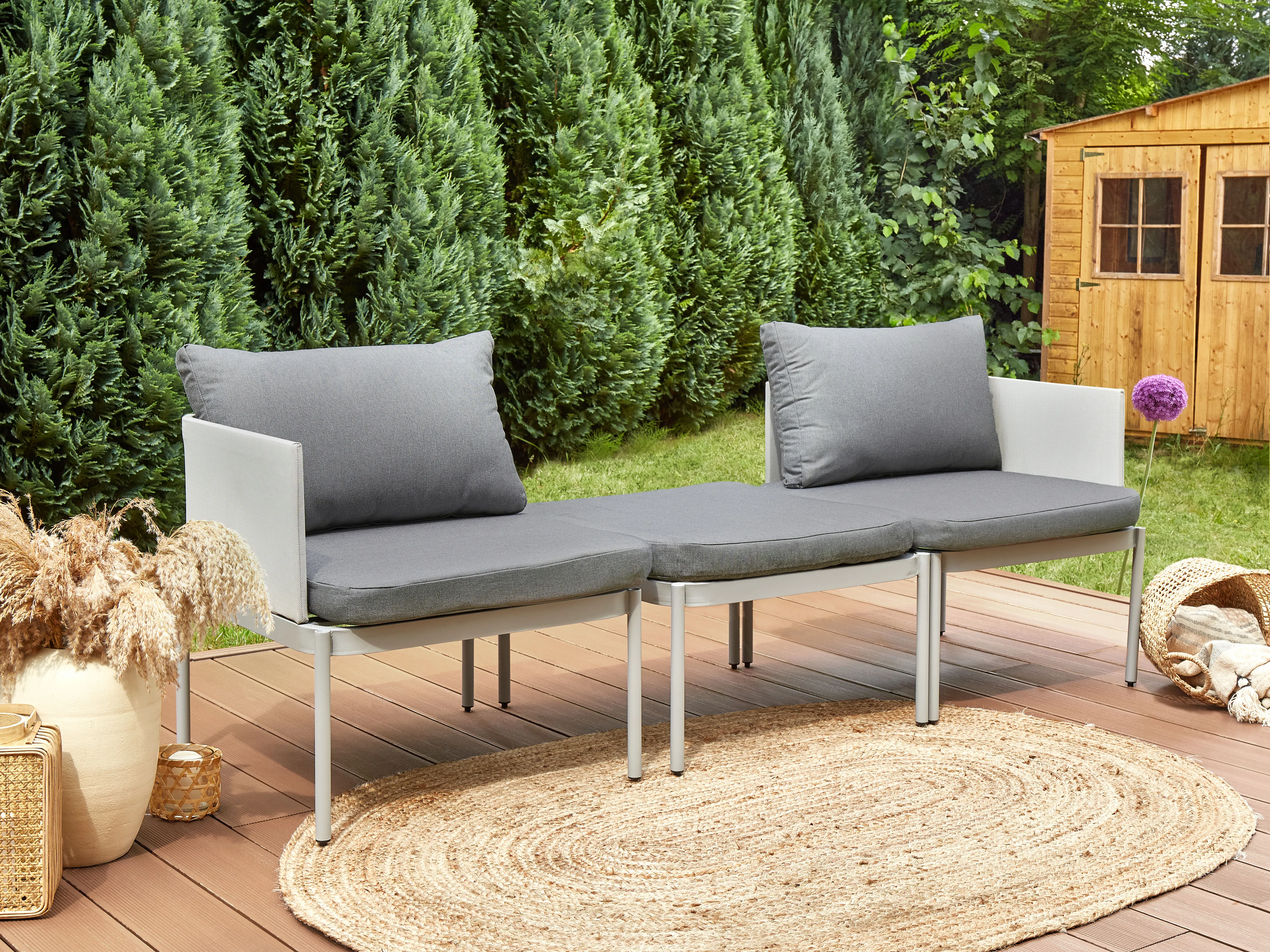 Loungeset met tafel 2-zits TERRACINA Metaal Lichtgrijs