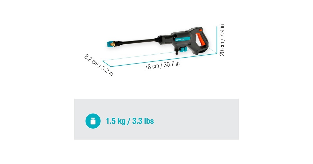 GARDENAAquaClean 24/18 V P4A solo drukreiniger  (Grijs/turquoise, 14800-55, Accu niet inbegrepen)