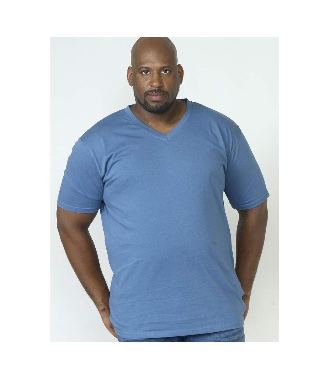 Duke - T-shirt col V SIGNATURE-2 - Homme (Sarcelle) - UTDC167