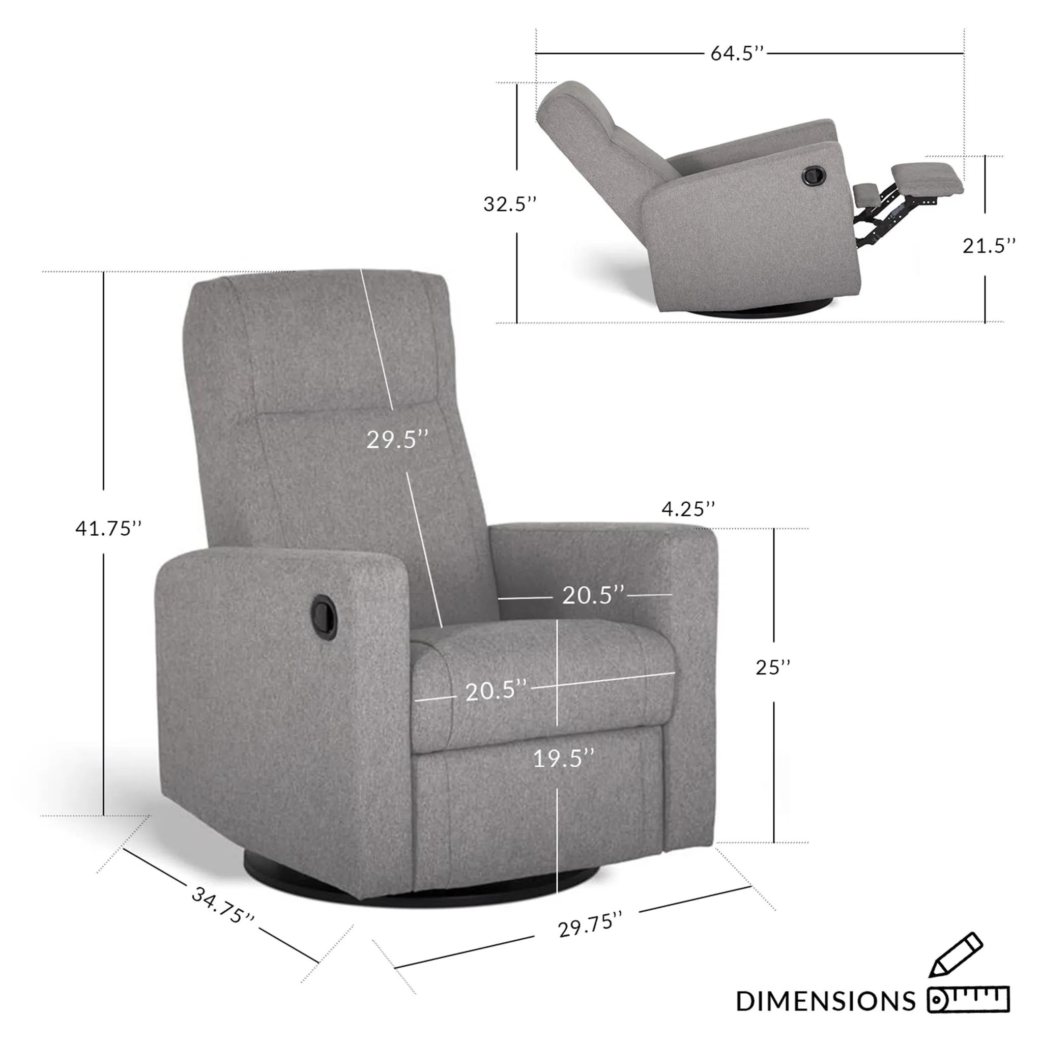 Jaymar BB Fauteuil Berçant et Pivotant Nelly - Nubia Ivoire  Noir avec Mécanisme Électrique