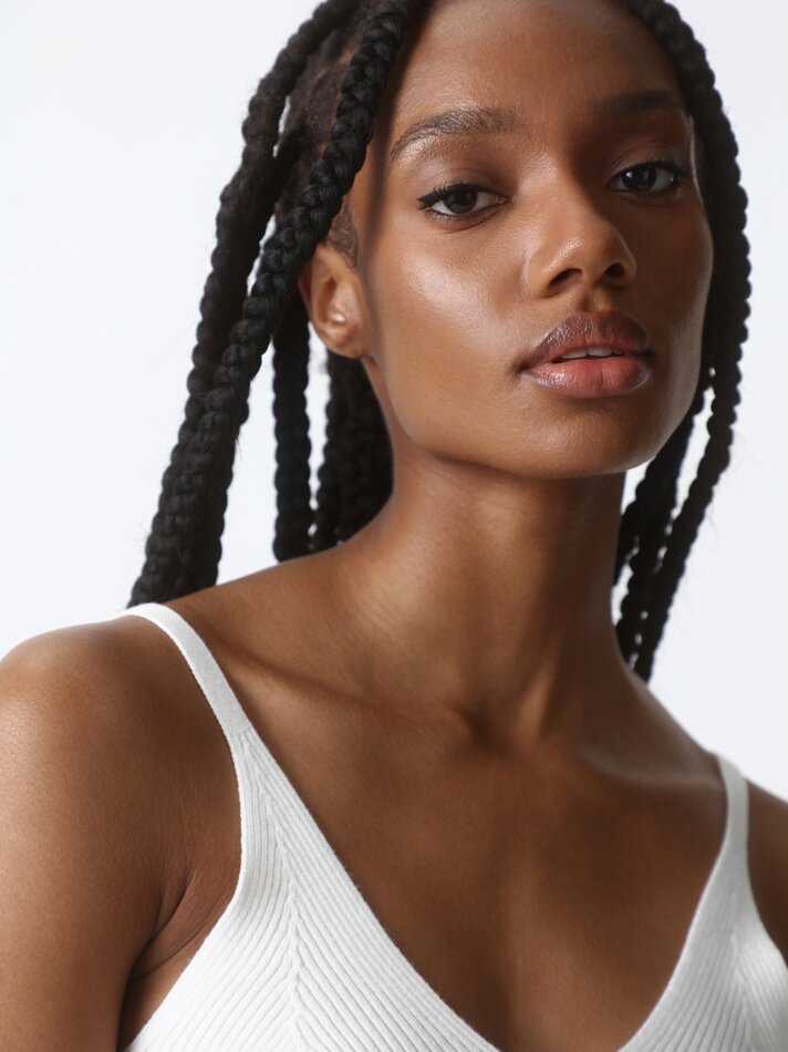 Top cropped de tricô - Branco