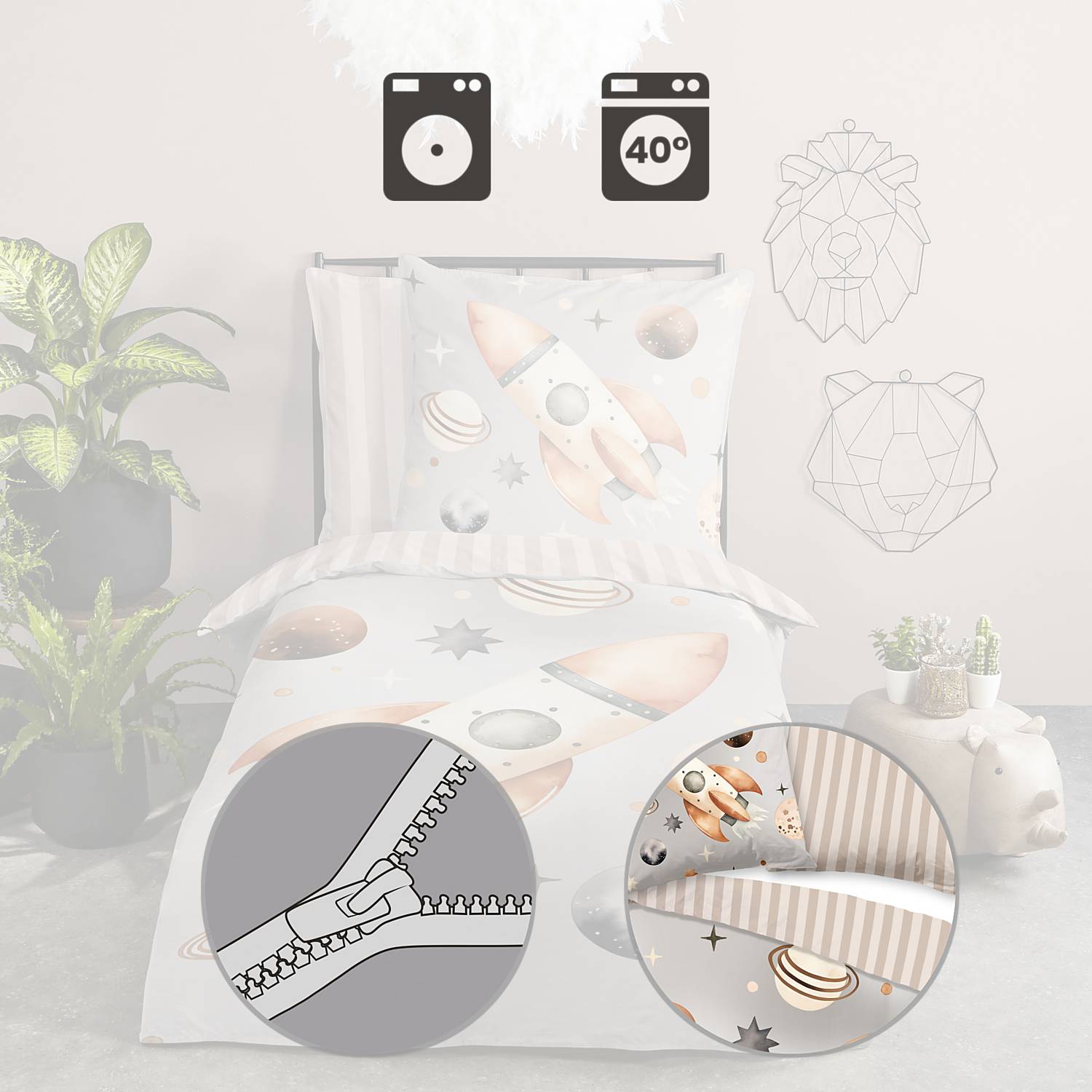 Good Morning Renforcé Kinder-Wendebettwäsche 