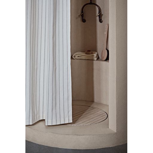 ferm LIVING Chambray Badeforhæng, Offwhite /Chocolate, 160x205 cm