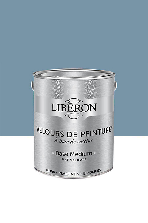 Peinture multisupport murs, plafonds et boiseries Velours de peinture bleu de nîmes Libéron 2,5L