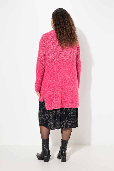 Strickjacke, Oversized, Melange-Strickmix, Langarm