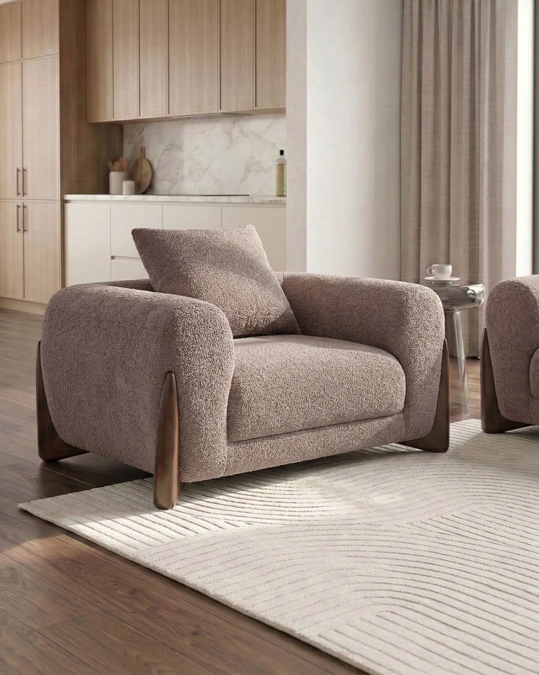 Fauteuil VINLIDEN Bouclé Bruin
