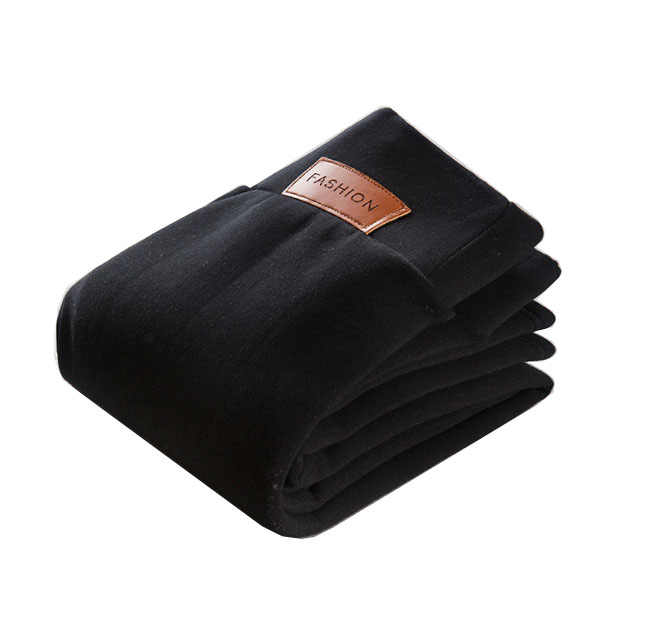 (Gr. M-L) Flauschige Winter Leggings Gefütterte Fell Hosen mit Innenfleece - Schwarz