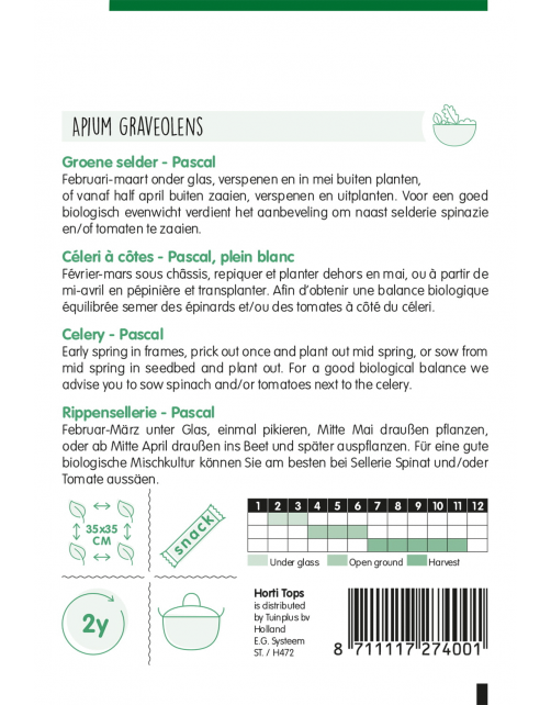 Hortitops Groene Selder Pascal - Kruidenzaden - 1 g