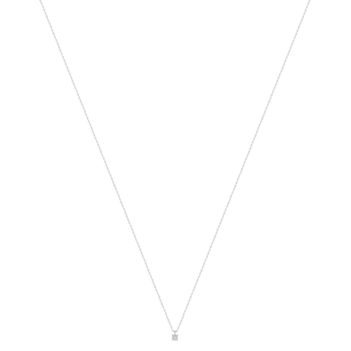 Collier or 375 blanc diamants, 45 cm