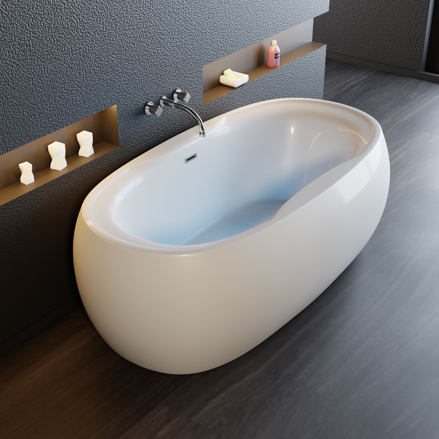 TroniTechnik® Freistehende Badewanne DOKOS Maße ca. 180 x 100 x 60cm Wanne - Füllmenge 210 Liter, aus Acryl mit Siphon