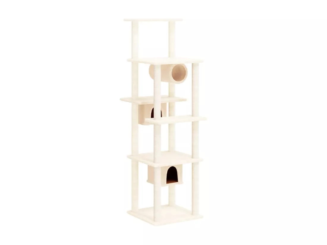 Arbre à chat avec griffoirs en sisal Crème 169 cm
