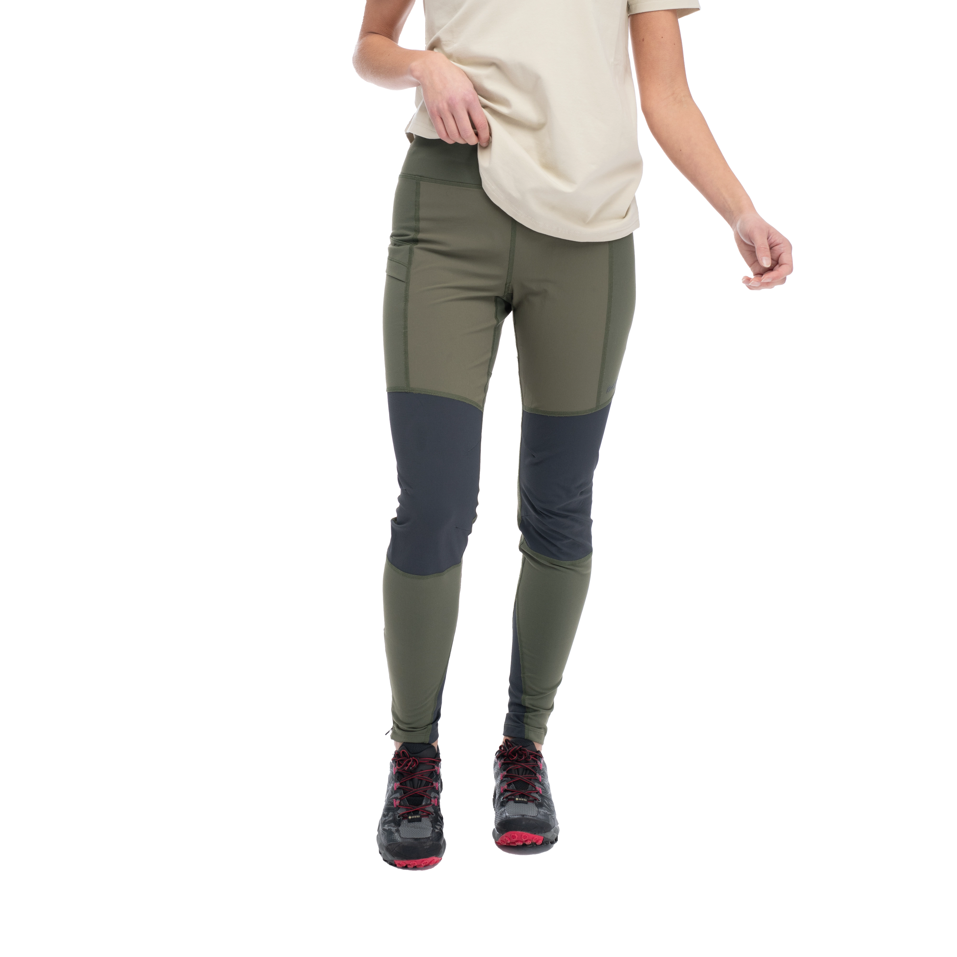 Fløyen Outdoor Tights Women Dark Green Mud / Dark Shadow Grey