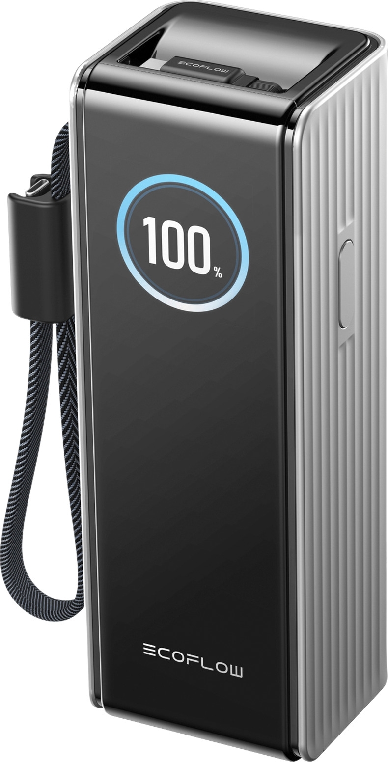EcoFlow Rapid 25K USB-C Powerbank 25 000 mAh / 170 W mit 2 integrierten 100 W Kabeln silber