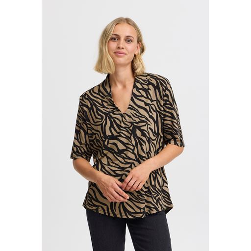 Fransa Flora T-shirt, Walnut, XXL