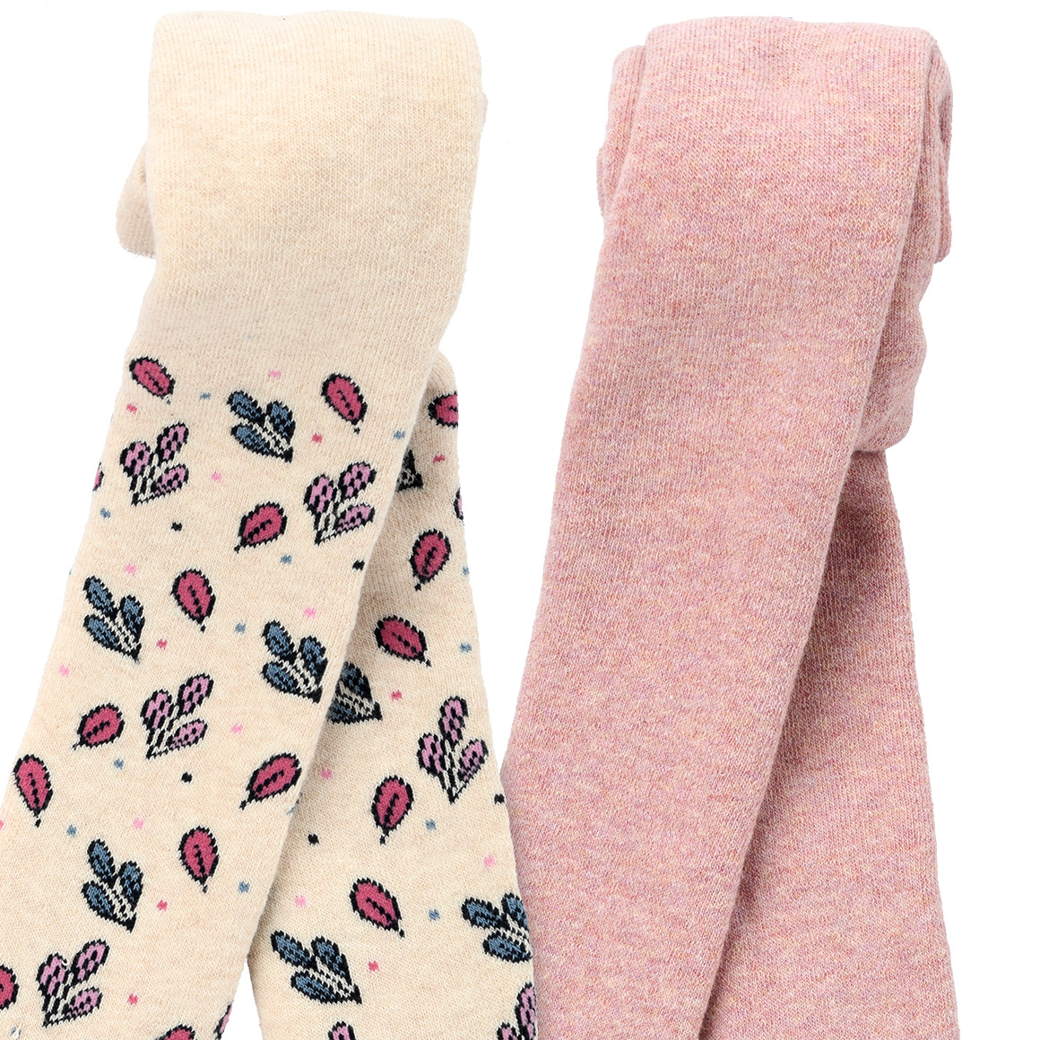 Topomini 2 Baby Frottee-Strumpfhosen im Set creme / rosa