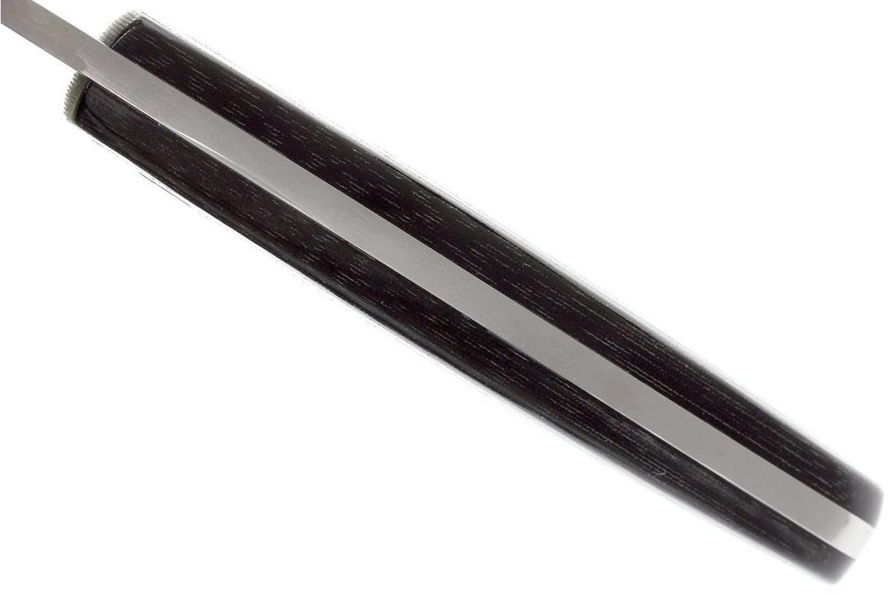 Brisa Necker 70, zwart micarta, lederen sheath 9806