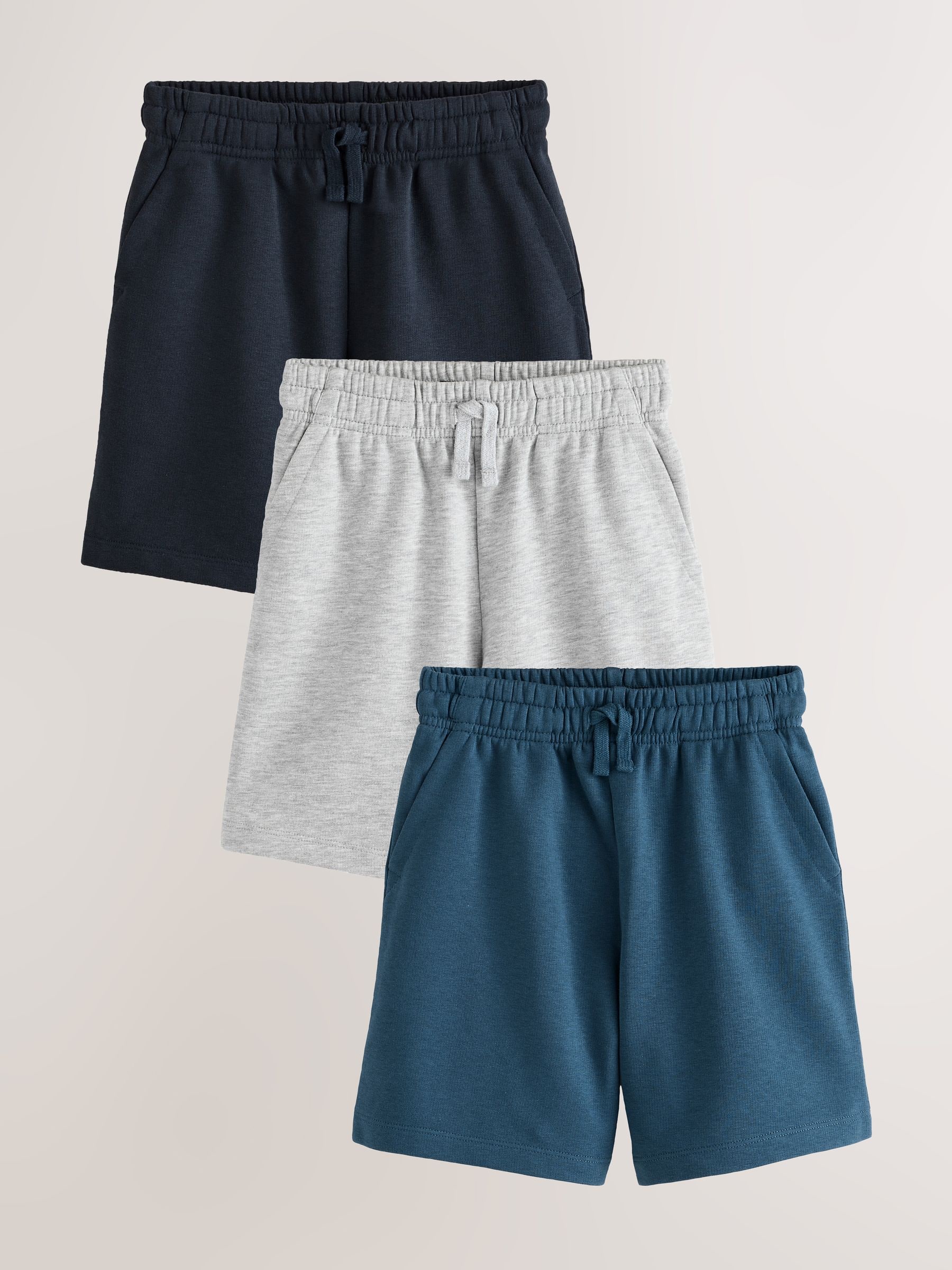 Marineblauw/blauw/grijs - Verpakking van 3 basic shorts (3-16jr)