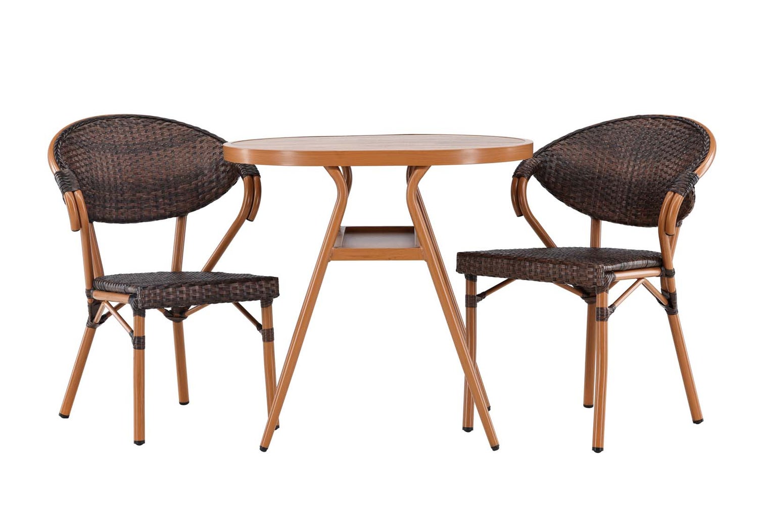 Abrantes tuinset: tafel, 2 stoelen, bruin. 80 x 80 x 74 cm