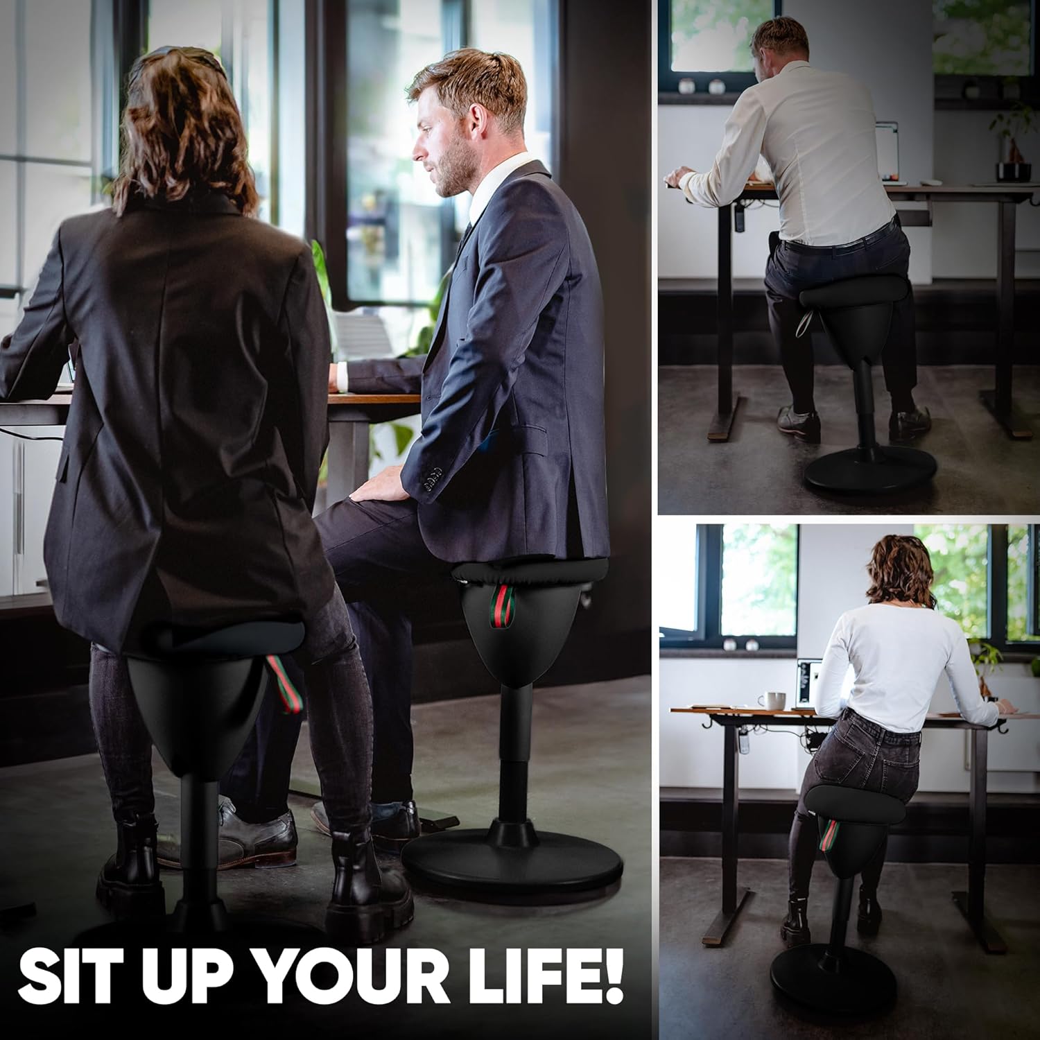 Bürohocker Ergonomisch [TESTSIEGER] Stehhocker Höhenverstellbar [58-83cm] Ergonomischer Hocker für Büro [Schwingeffekt] Wackelhocker Sitzhocker | Arbeitshocker rutschfest Rund