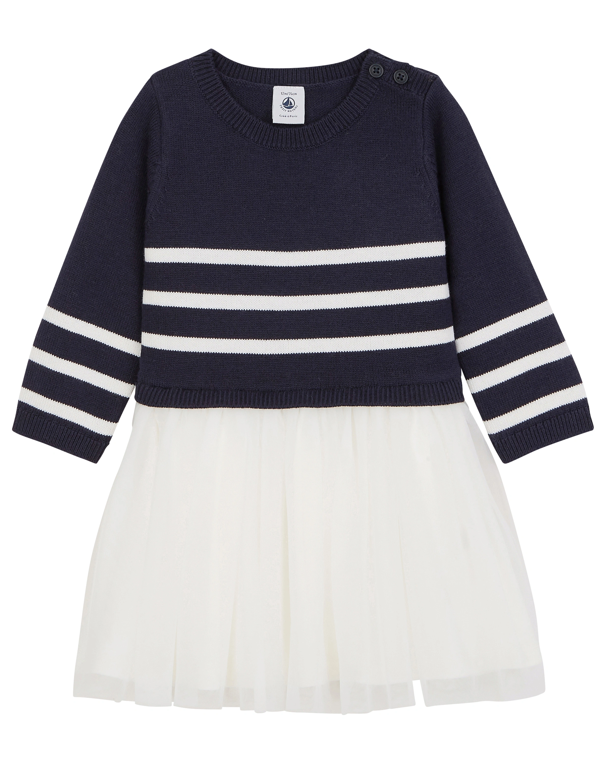 Strick-Kleid TATIA mit Tüll in smoking/marshmallow