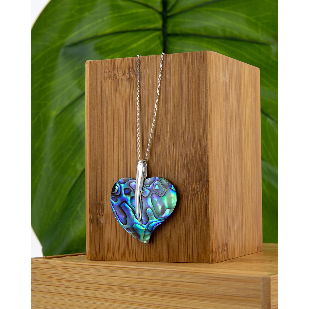 Pendentif coeur nacre abalone et argent 925
