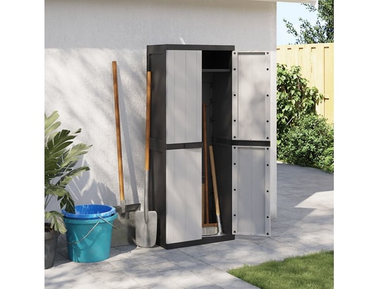 VIDAXL - Armoire de rangement d'extérieur gris et noir 65x37x165 cm p...