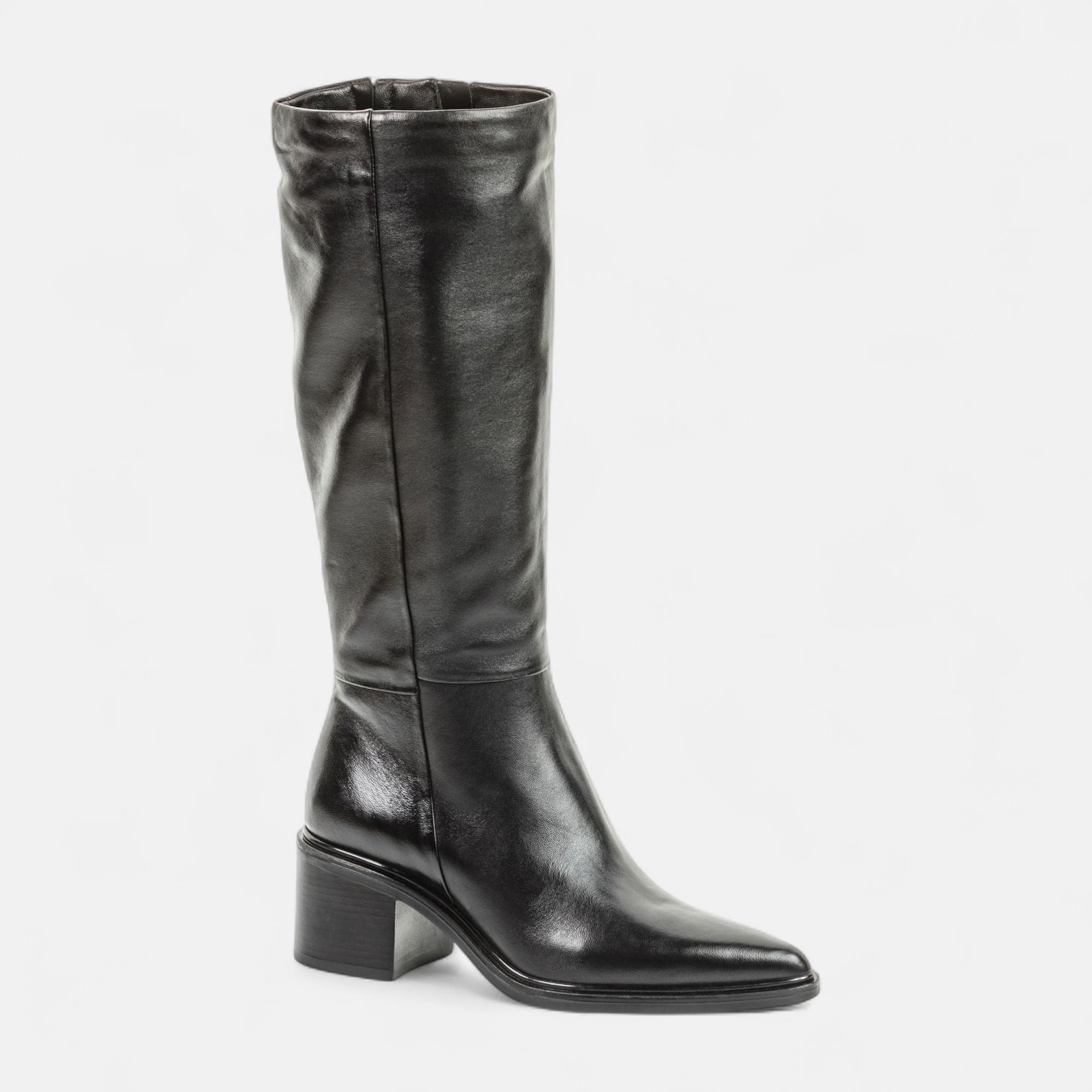 Bottes à talon Femme en cuir noir