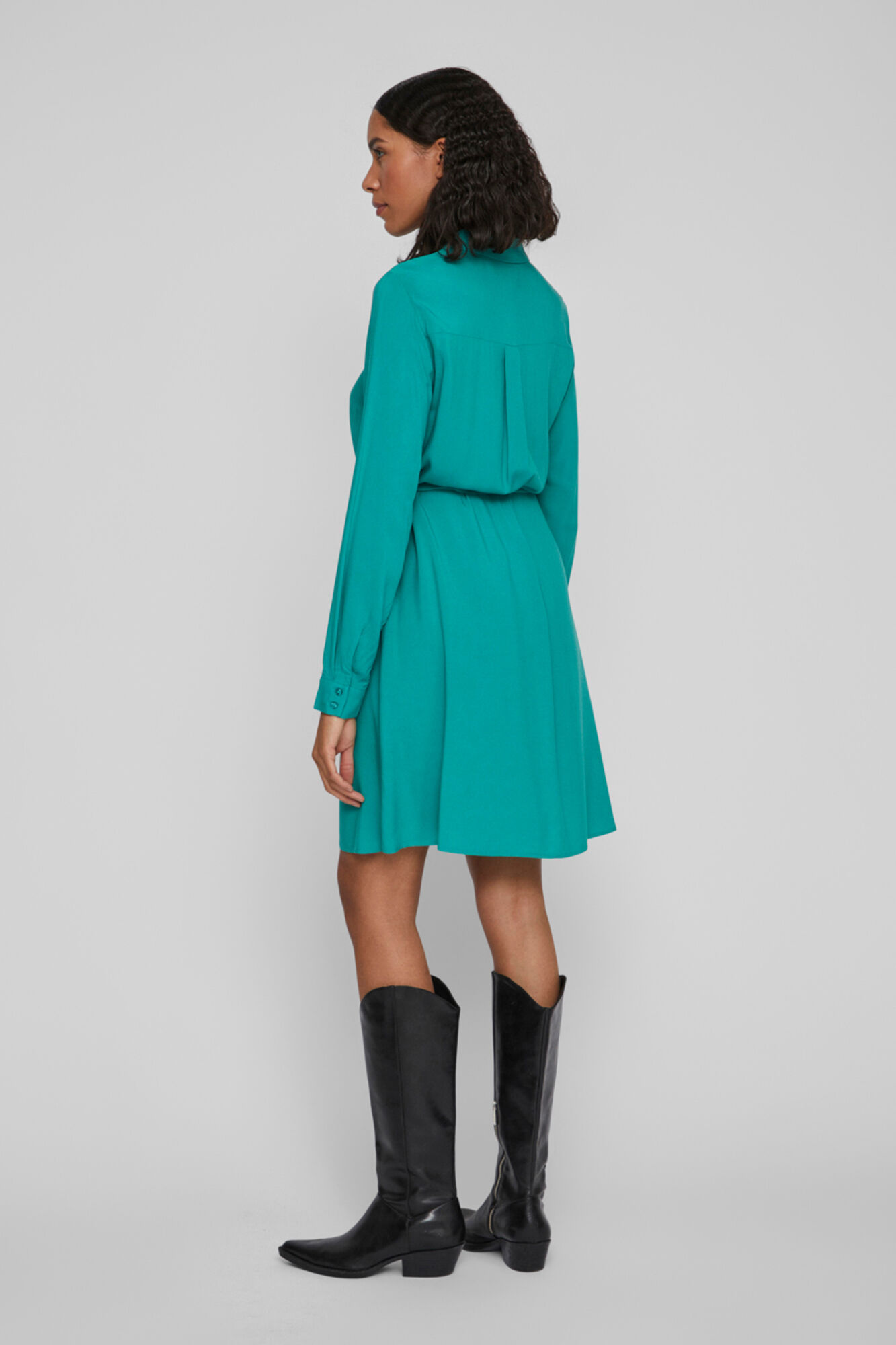 Vestido camisa de manga comprida - Verde