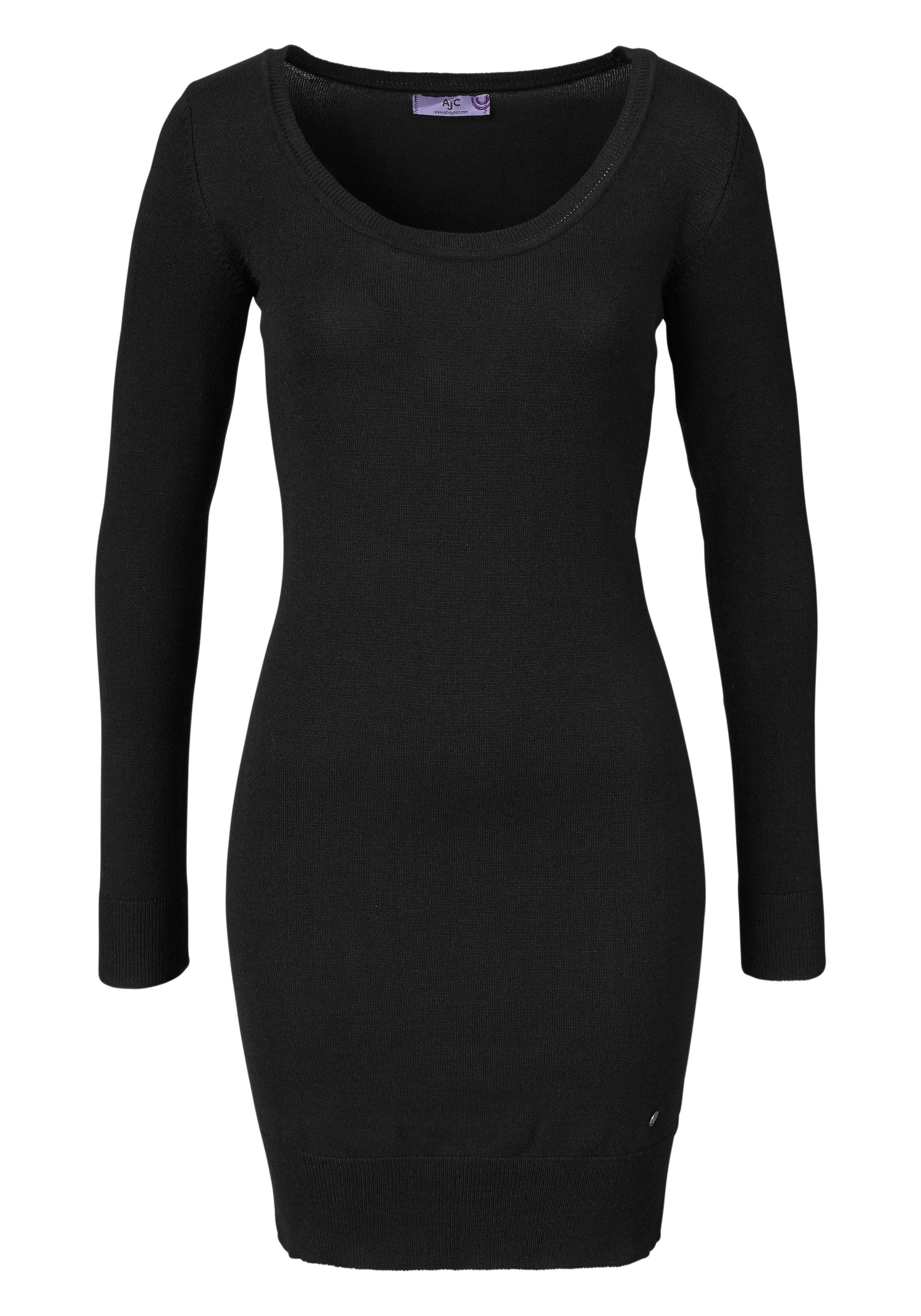 AJC Strickkleid figurbetont,  aus Viskose und Polyamid,  Langarm,  mit Rippbündchen