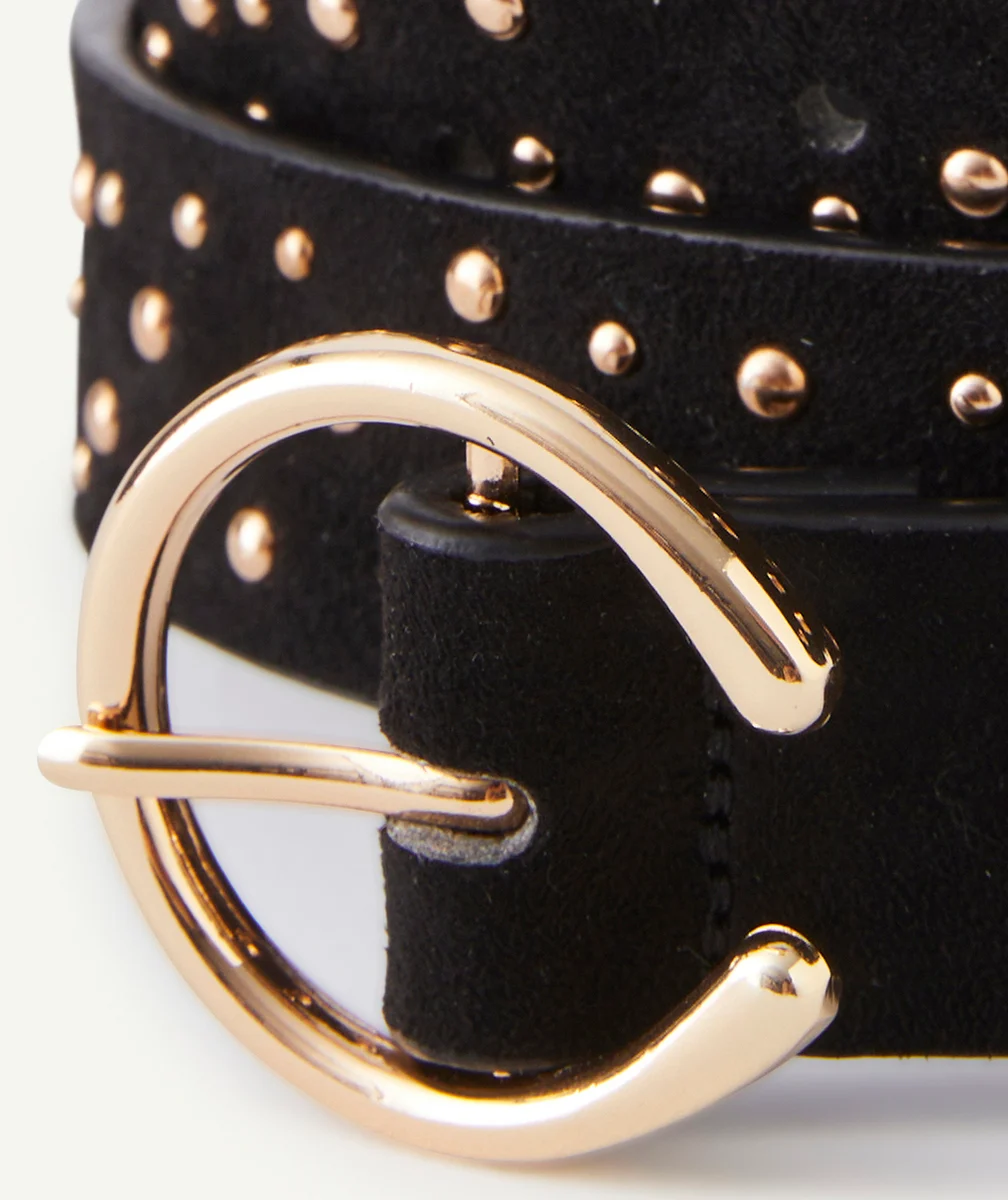 CEINTURE FILLE NOIRE AVEC BOUCLE ET DÉTAILS COULEUR DORÉE