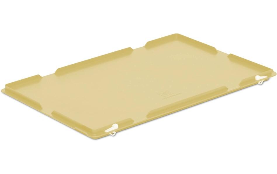 Scharnierdeckel RAKO für Stapelbox 600 x 400 mmMit Schnappverschlüssen, 1 Stück, hellelfenbein
