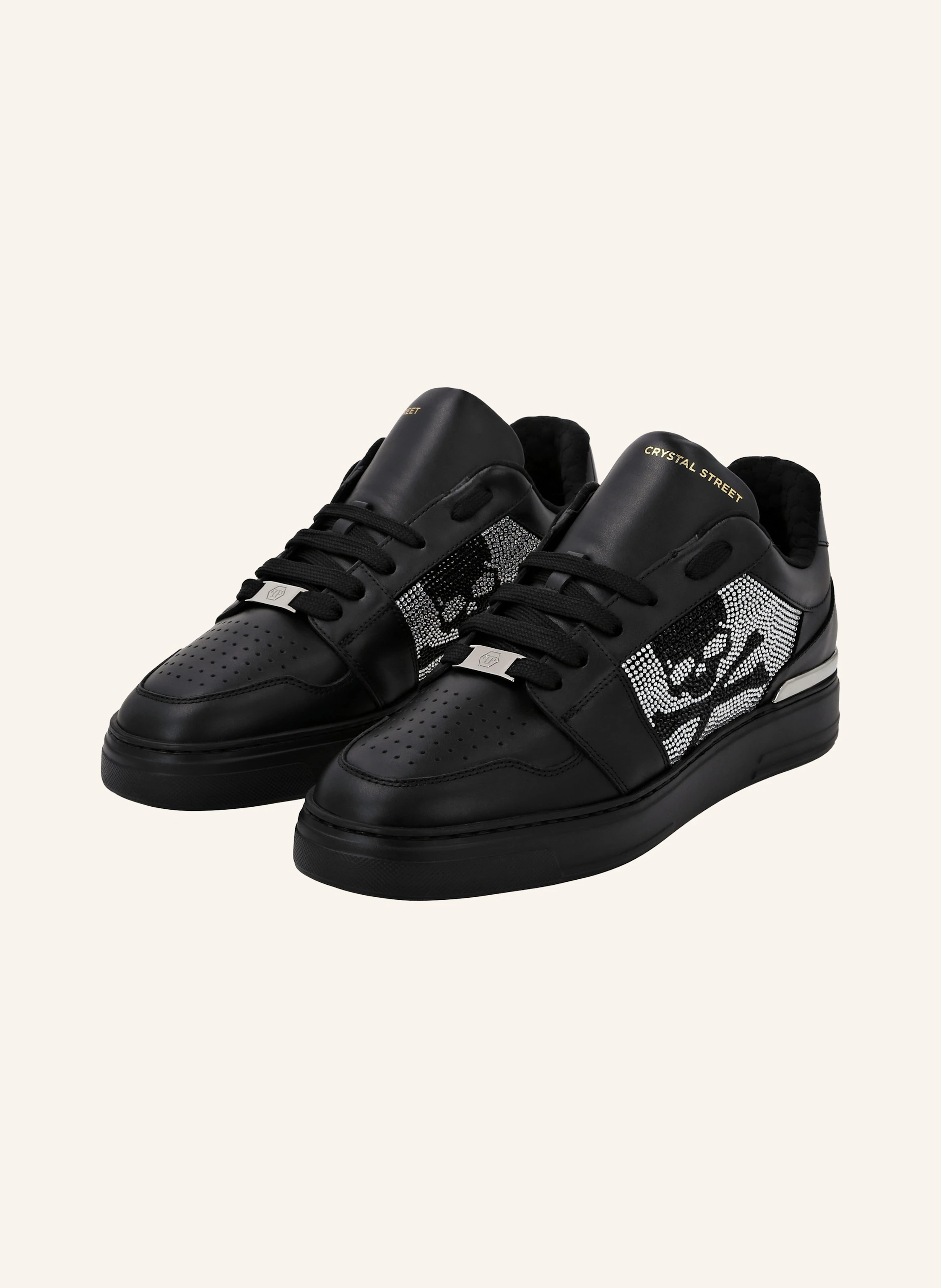 PHILIPP PLEIN Leder Sneaker mit Schmucksteinen SKULL&BONES