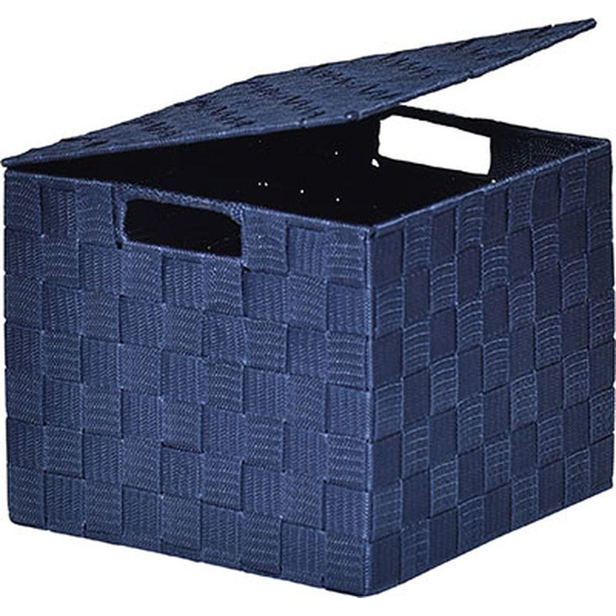 PANIER CARRE POLYESTER AVEC COUVERCLE BLEU MARINE TAILLE M