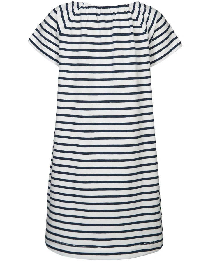 Kurzarm-Kleid PUFFIN gestreift in weiß/dunkelblau