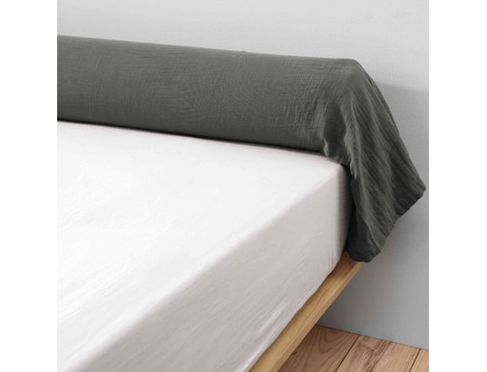 TERRE DE NUIT - Taie d'oreiller Taie de traversin double gaze de coton gris anthracite 140 c...