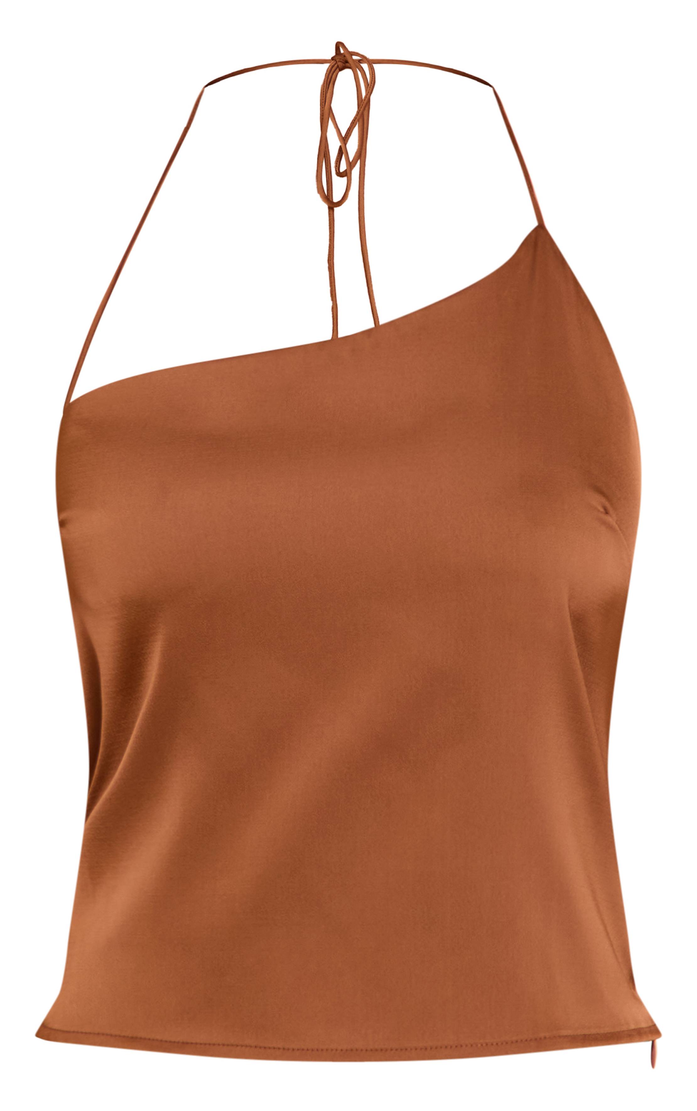 Chocolat Top Court Dos Nu En Satin