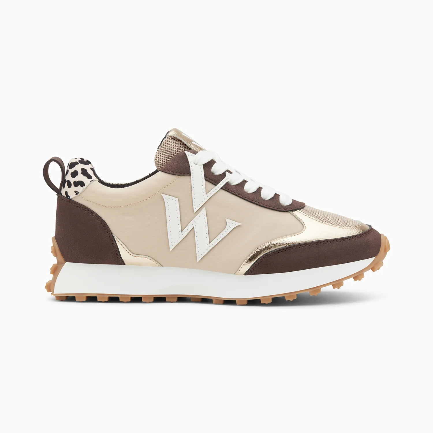 Sneakers-Baskets monogramme Grace beige et marron à semelle running
