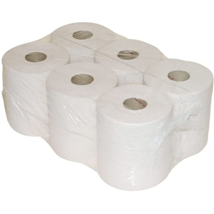 Poetsrollen Midi rollen gerecycled wit 6stuks BOVE 1laags recycled naturel ECO 20cm x 270m (535)