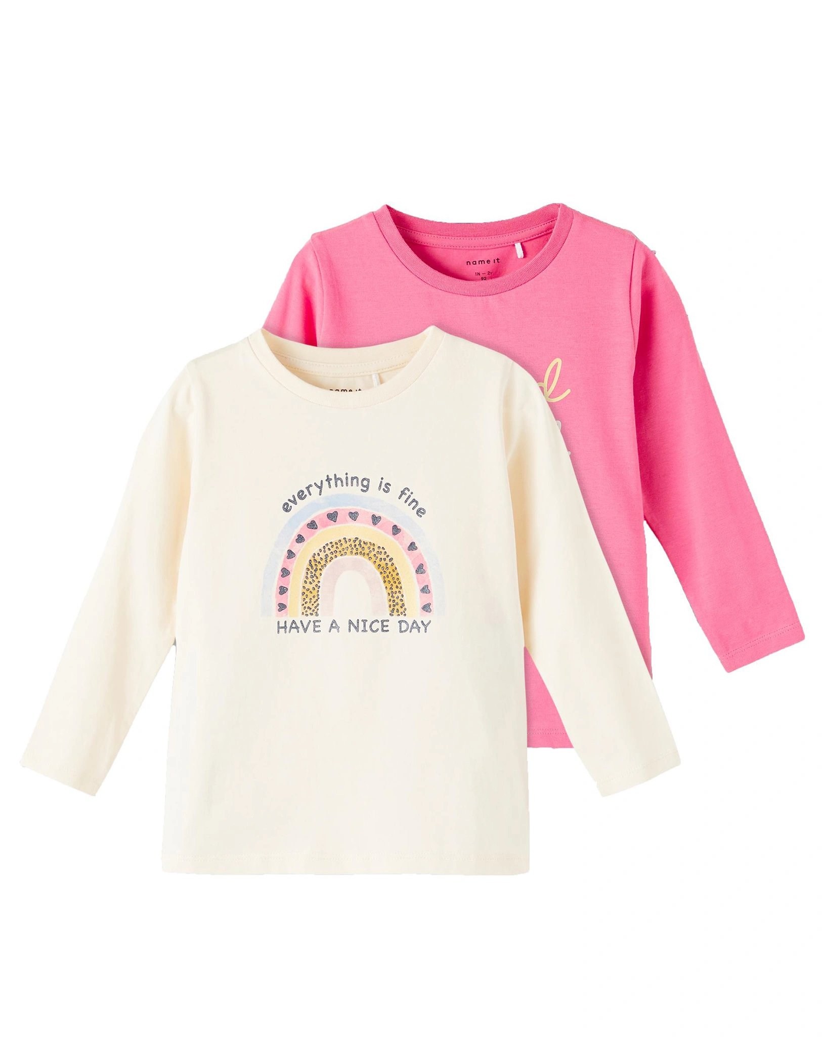 Langarmshirt NMFLOVE 2er-Pack in buttercream