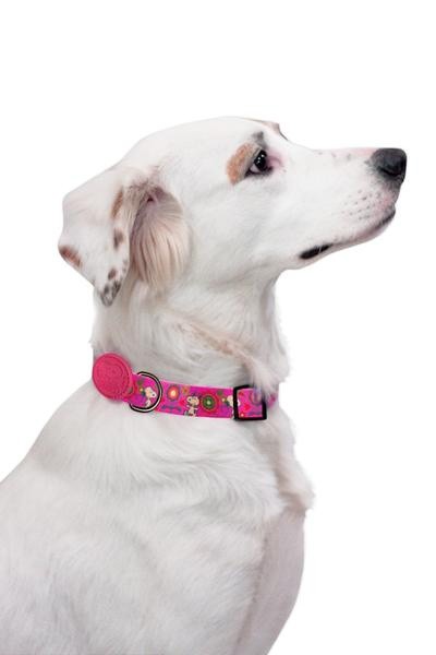 Coleira rosa para cachorro do Snoopy