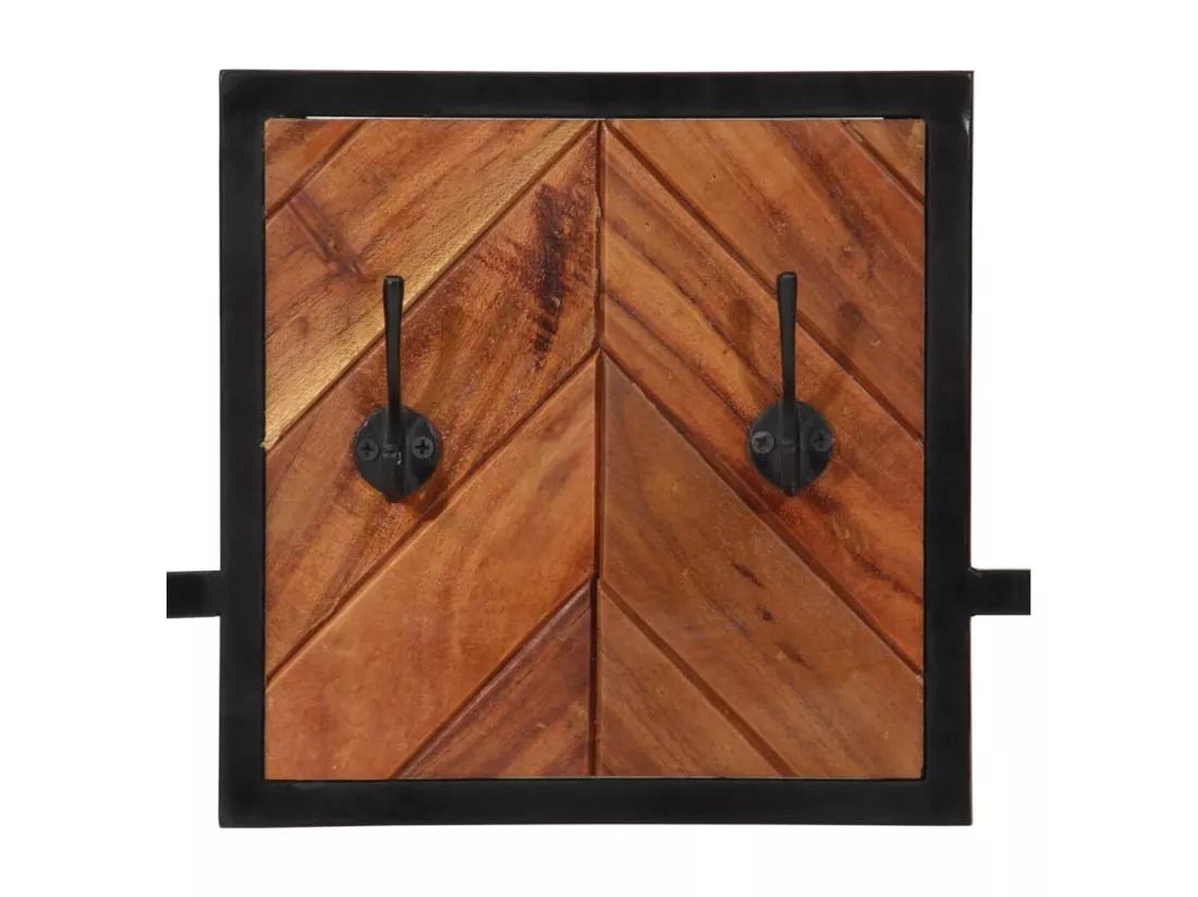 Porte-manteau mural 90x1x35 cm bois massif d'acacia et fer