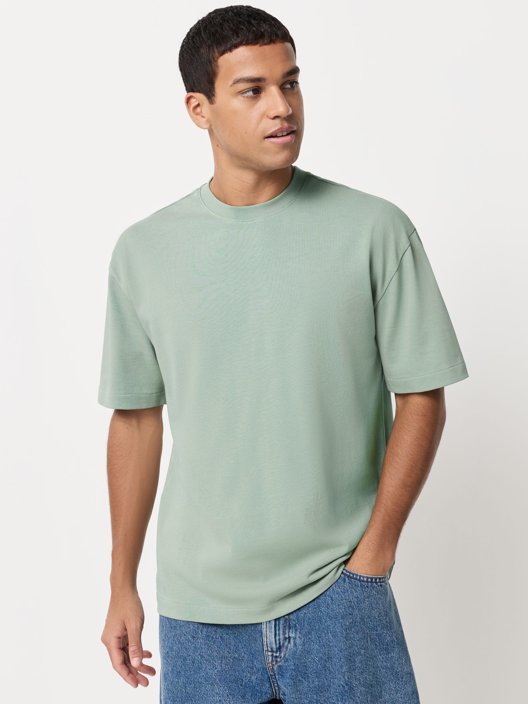 PastelGroen/Blauw/Ecru/leigrijs/Roze - Set van 5 ruimvallende dikke T-shirts