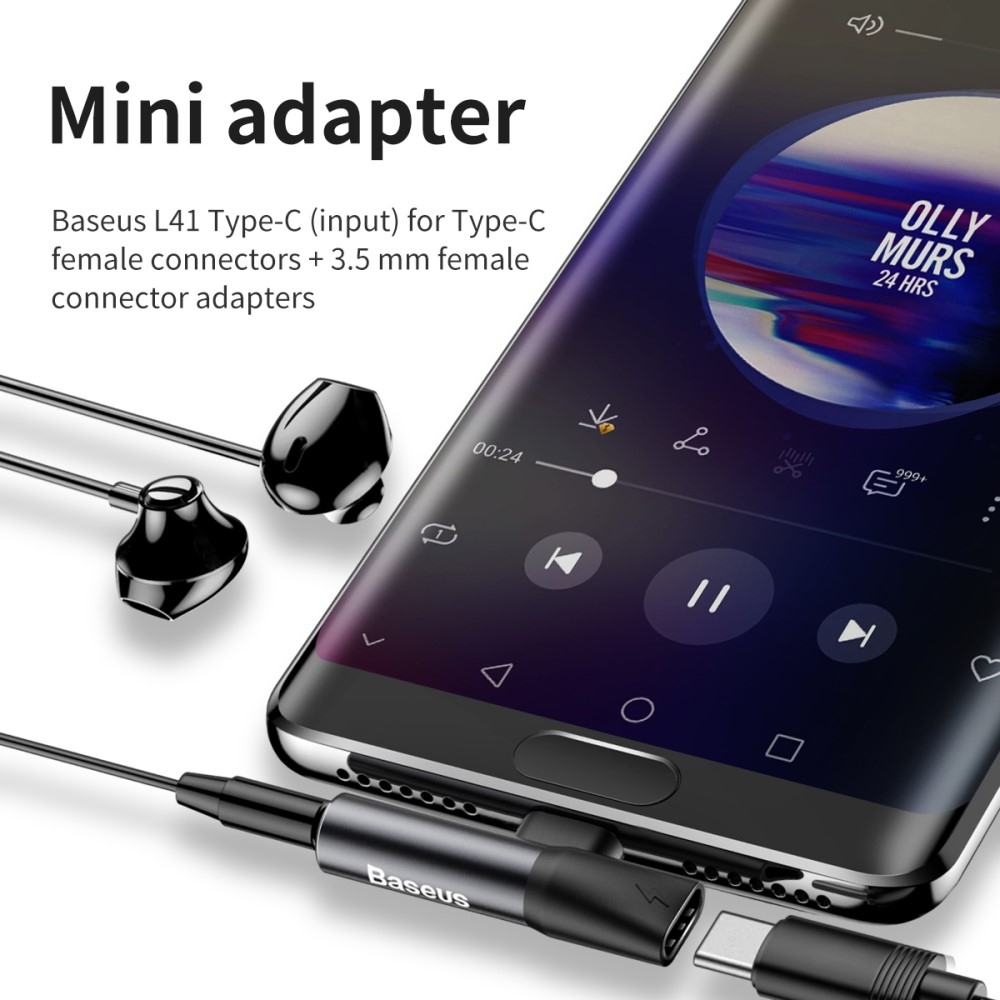 Mini 2in1 USB C auf 3.5mm Audio   USB C Adapter (1A) - Schwarz