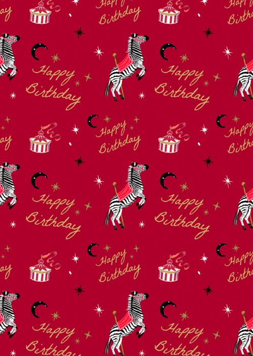 Greetz | Verjaardag | Happy Birthday Circus Zebra Pattern