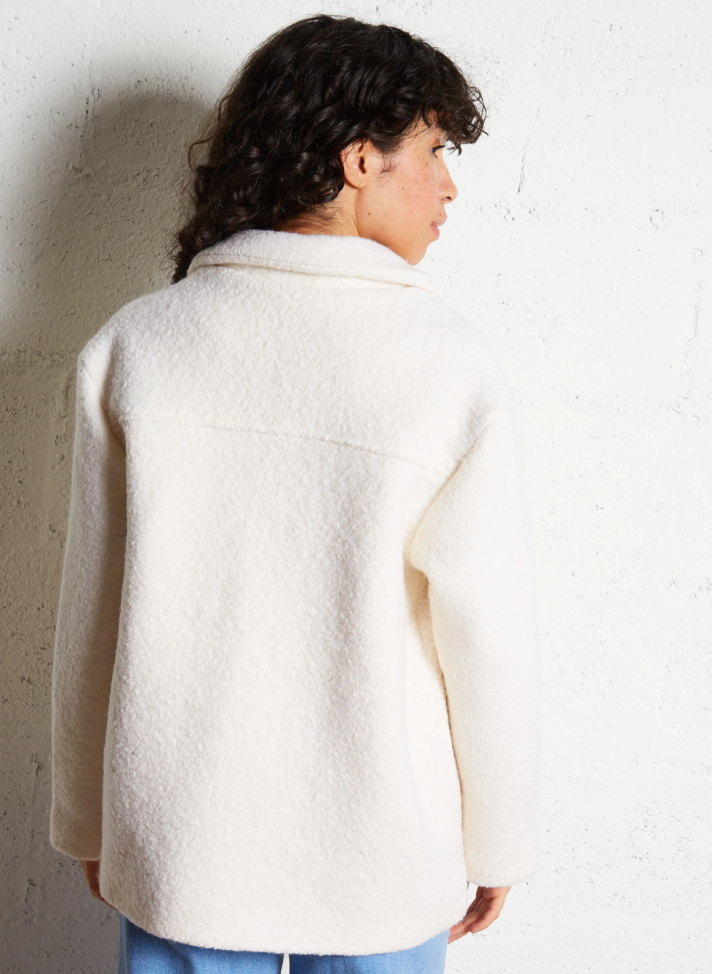NITA - Manteau col classique en laine mélangée | Beige
